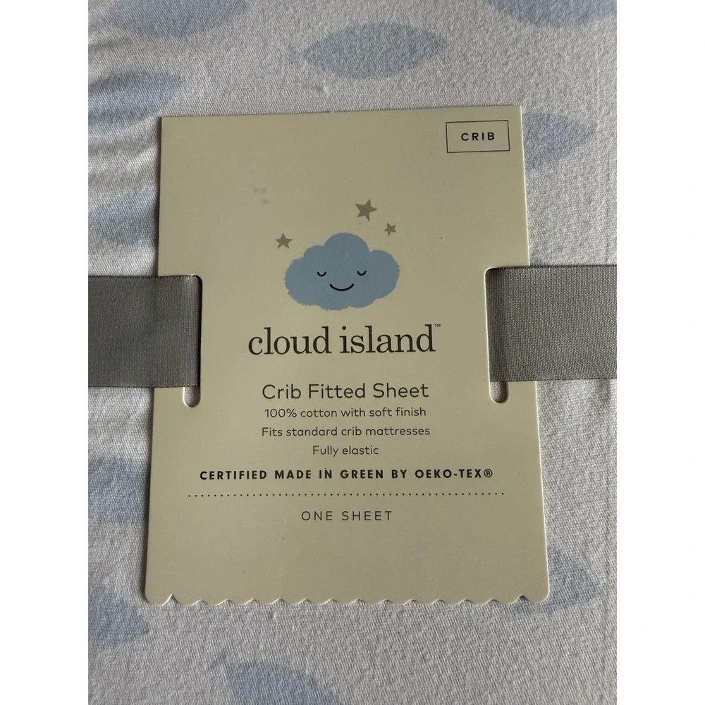 2-Crib Fitted Sheets Cloud Island  100% cotton‎ for Standard Crib Mattresses NEW